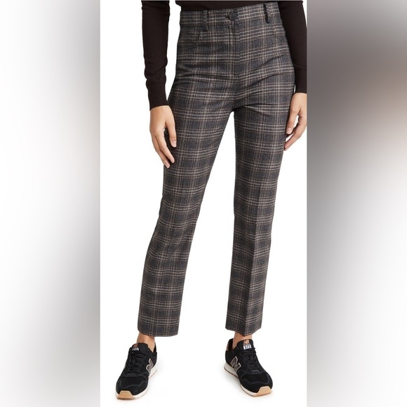 Theory Plaid Straight Leg Pants - Black and Gray - Picture 1 of 8